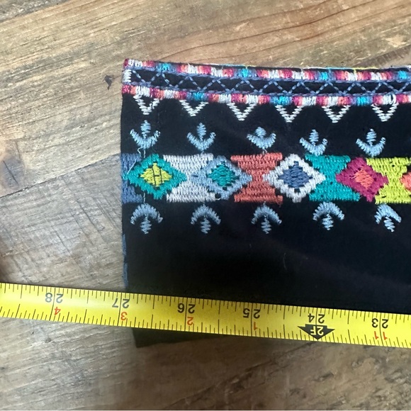 Johnny Was Amaris Black Leggings with Vibrant Embroidery Womens S boho layering - Picture 5 of 7